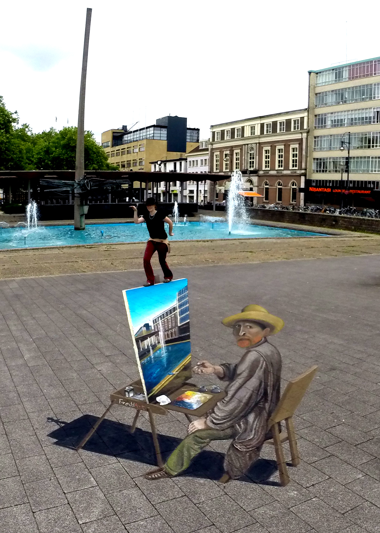 3D Straßenmalerei van Gogh in Arnhem