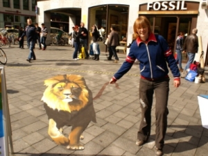 3D Strassenmalerei Löwe Aachen