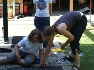 Strassenmalworkshop auf dem Zeltplatz Anna Fleuth in Kevelaer