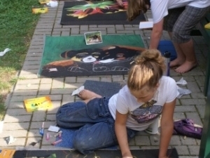 Strassenmalworkshop auf dem Zeltplatz Anna Fleuth in Kevelaer