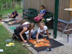 Strassenmalworkshop auf dem Zeltplatz Anna Fleuth in Kevelaer