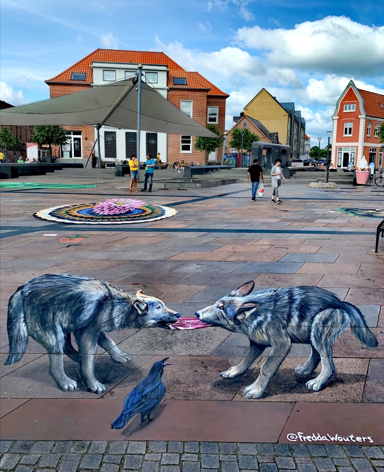 "diplomacy or when two fight the third wins" 3d streetpainting in Denmark