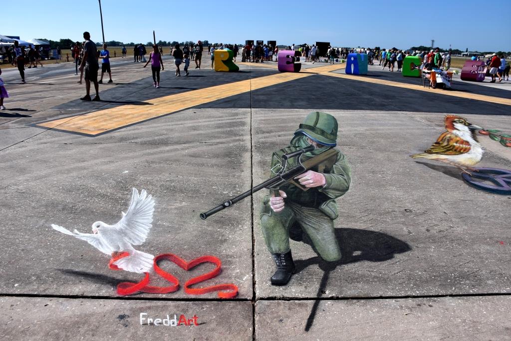 "Threatened" 3D streetpainting in Florida