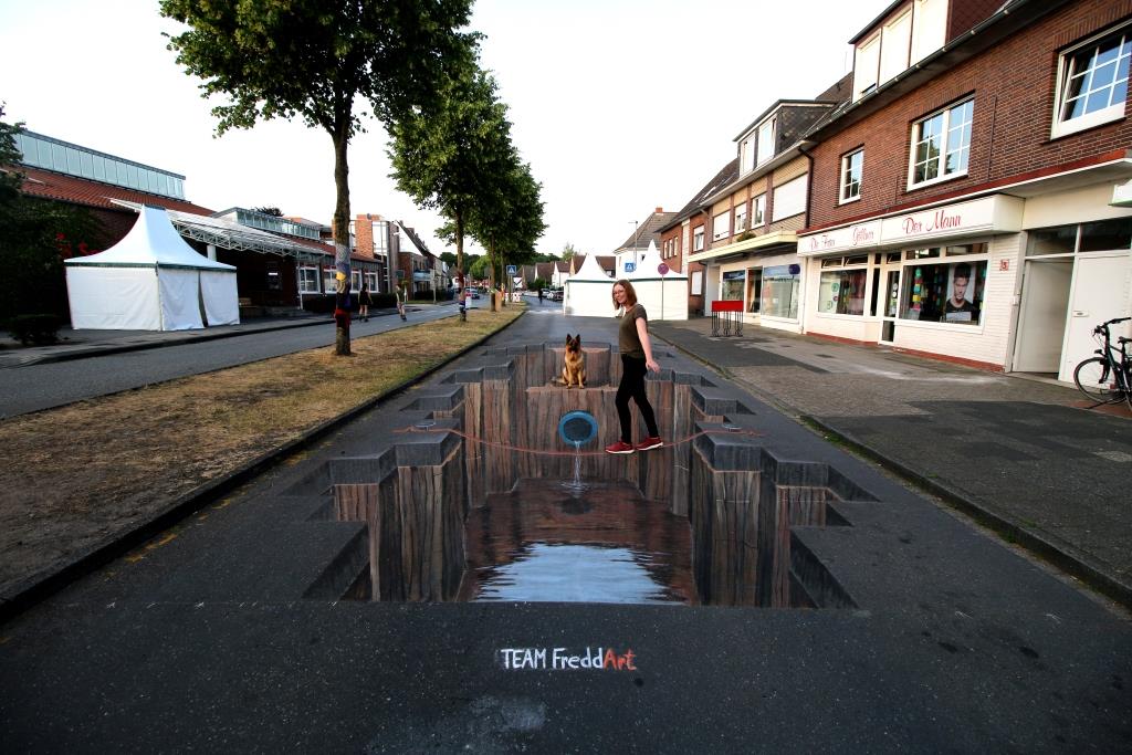 "Waterhole" 3D streetpainting in Nordhorn